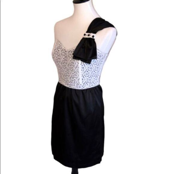 Judith March One Shoulder Satin Lace Dress Small - Picture 3 of 7